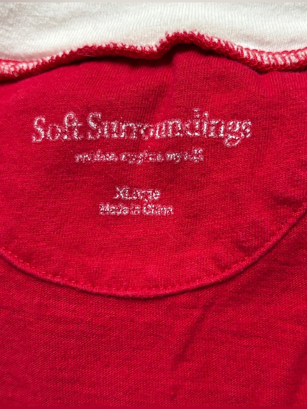 Tunic top Soft Surroundings women's Red XL linen cotton holidays festive - Picture 3 of 9
